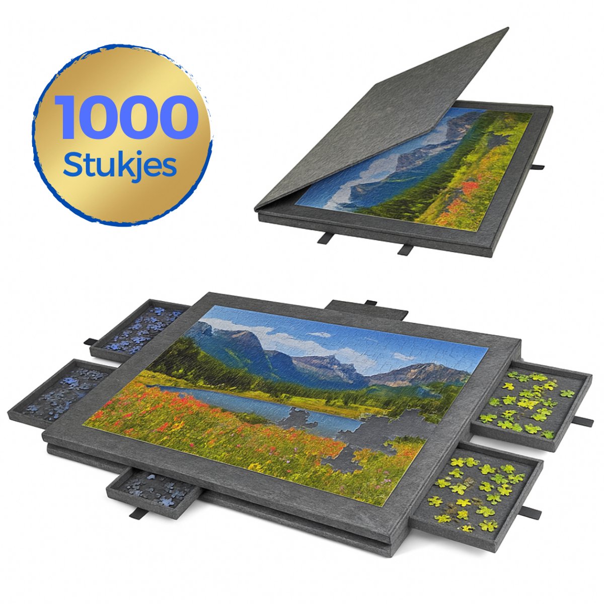 Tobeys Puzzelmat Vilt - T/m 1000 stukjes - 77x53 - Puzzeltafel - Puzzelkoffer - Puzzelmap - Puzzelbord